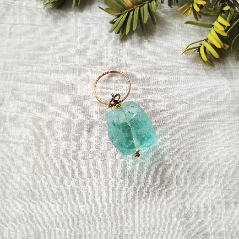 🧜🏻‍♀️ MERMAID CORE🧜🏻‍♀️ LRG thick chunky aqua glass pendant, siren core vibe